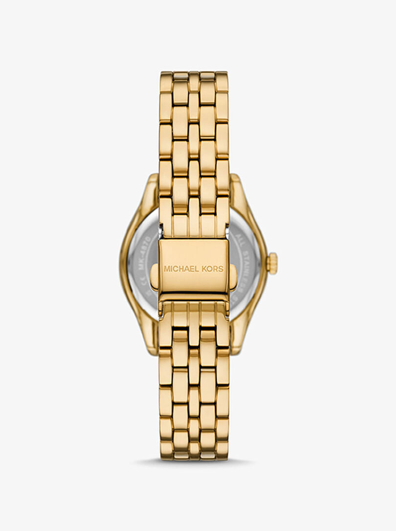 Michael Kors Harlowe MK4870 33mm Women's Quartz Watch – Green with Gold Stainless Steel Bracelet