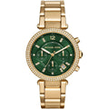 Michael Kors Parker MK6263 39mm Women's Chronograph Watch – Green with Gold Stainless Steel Bracelet
