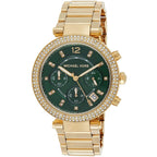 Michael Kors Parker MK6263 39mm Women's Chronograph Watch – Green with Gold Stainless Steel Bracelet