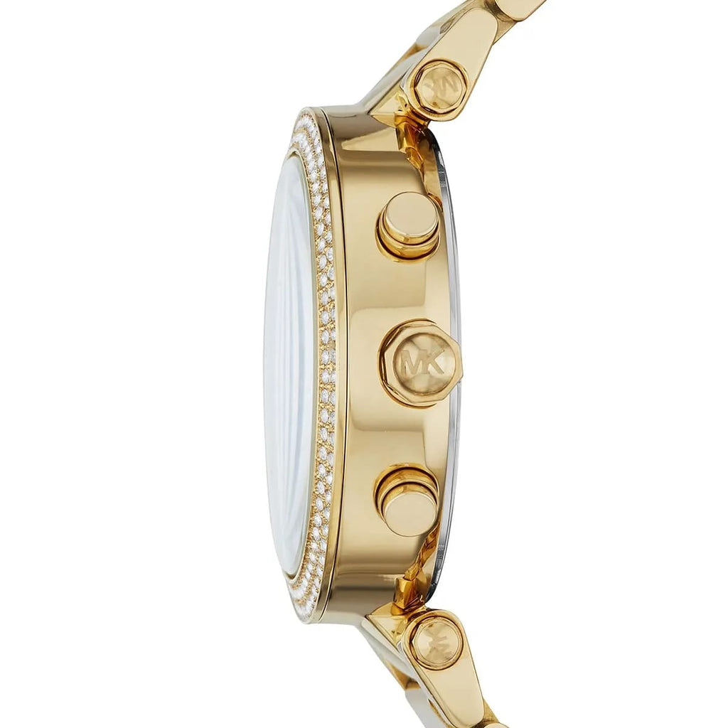 Michael Kors Parker MK6263 39mm Women's Chronograph Watch – Green with Gold Stainless Steel Bracelet