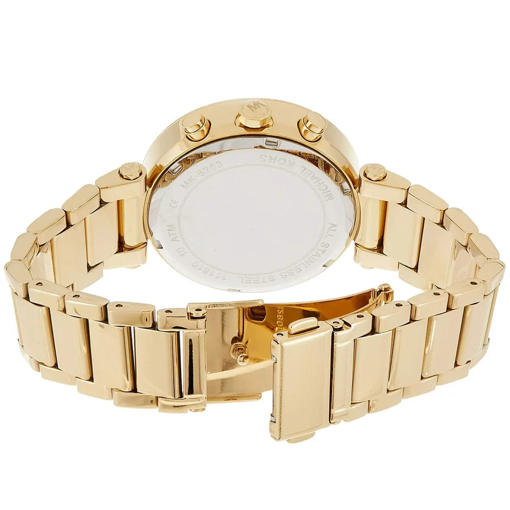 Michael Kors Parker MK6263 39mm Women's Chronograph Watch – Green with Gold Stainless Steel Bracelet
