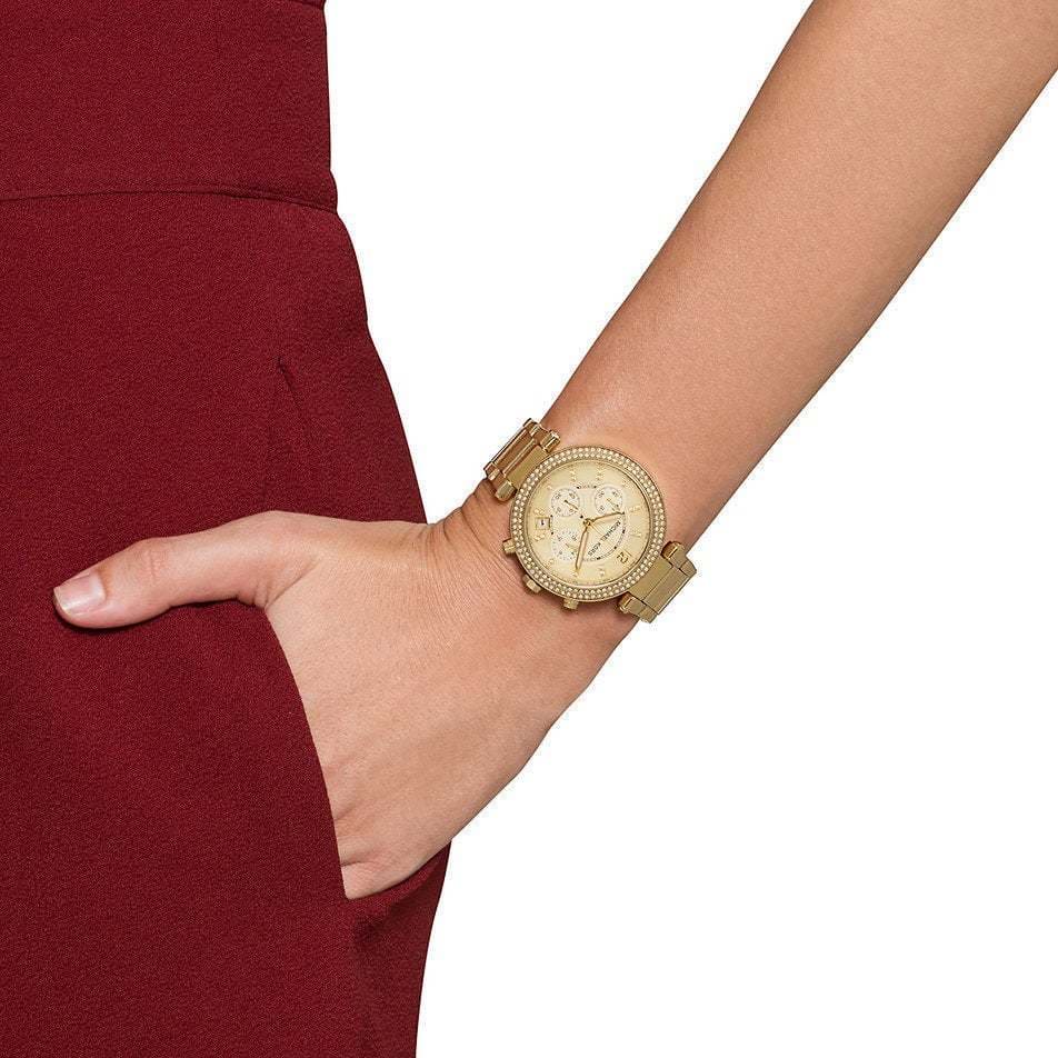 Michael Kors Parker MK5354 39mm Women's Chronograph Watch – Gold with Gold Stainless Steel Bracelet