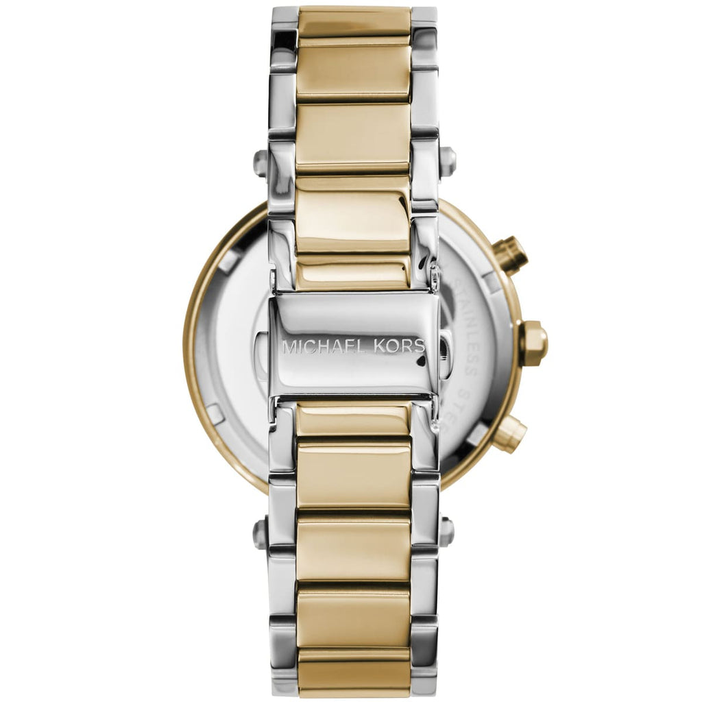 Michael Kors Parker MK5626 39mm Women's Chronograph Watch – White with Two-Tone Stainless Steel Bracelet