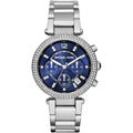 Michael Kors Parker MK6117 39mm Women's Chronograph Watch – Blue with Silver Stainless Steel Bracelet