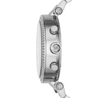 Michael Kors Parker MK6117 39mm Women's Chronograph Watch – Blue with Silver Stainless Steel Bracelet