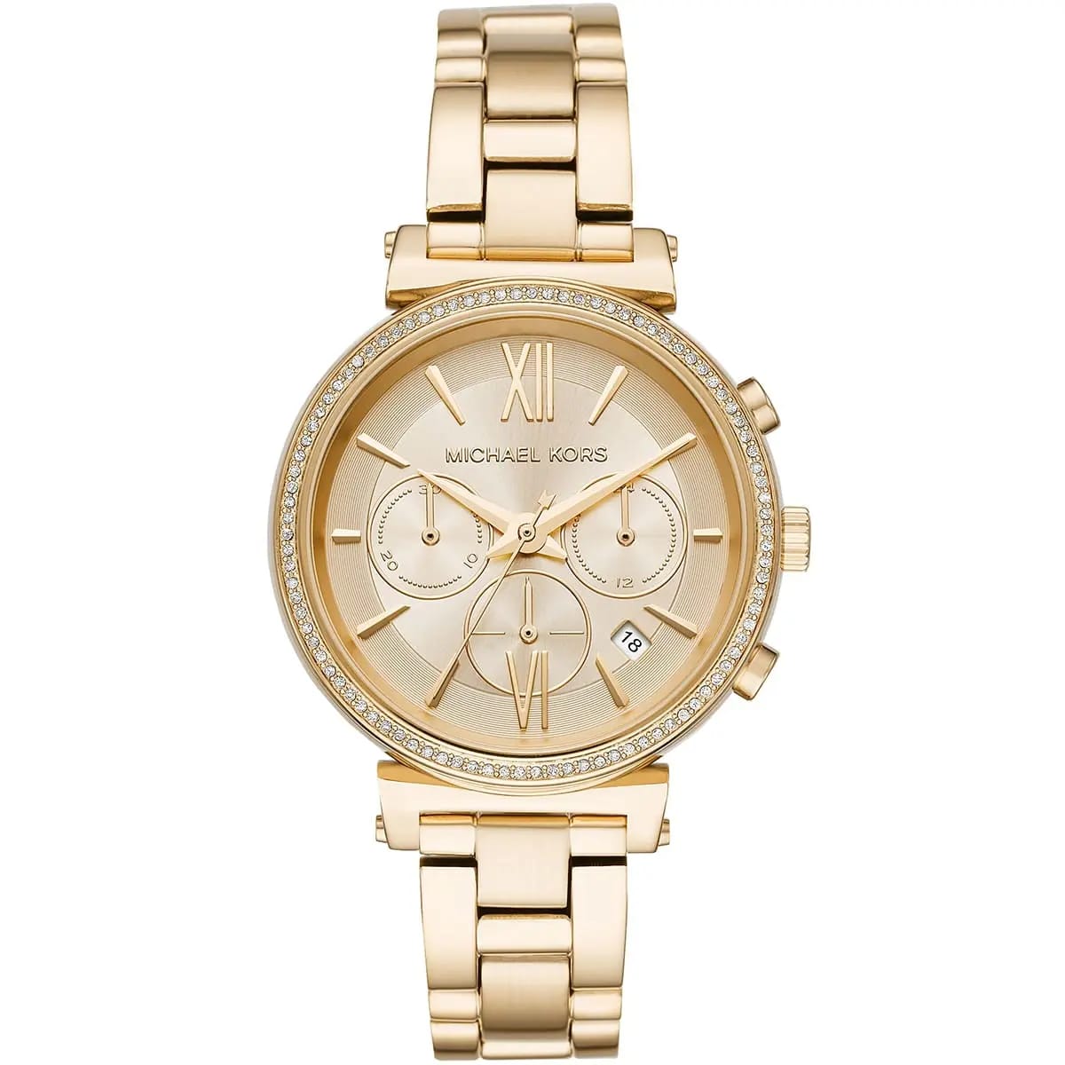 Michael Kors Sofie MK6559 38mm Women's Chronograph Watch – Gold with Gold Stainless Steel Bracelet