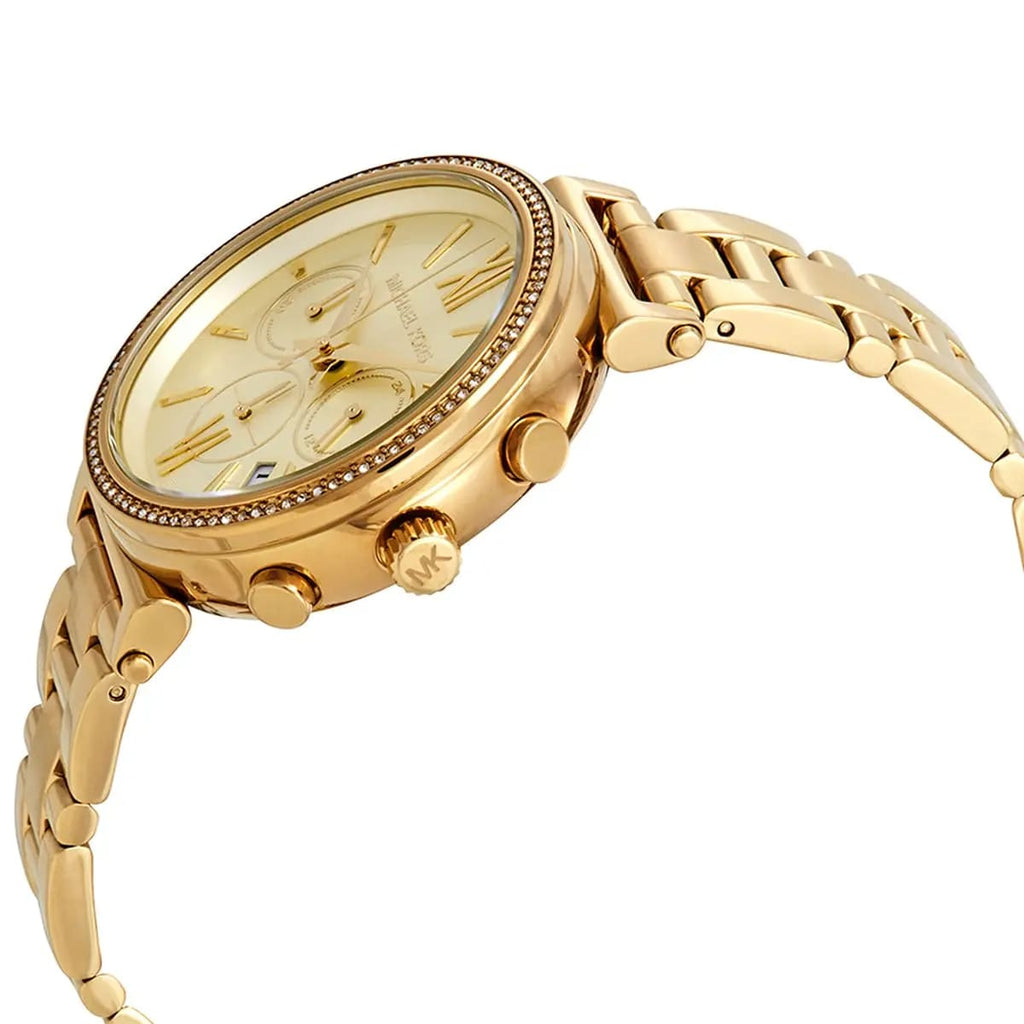 Michael Kors Sofie MK6559 38mm Women's Chronograph Watch – Gold with Gold Stainless Steel Bracelet