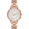 Michael Kors Sofie MK6576 39mm Women's Chronograph Watch – Mother Of Pearl with Rose Gold Stainless Steel Bracelet