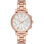Michael Kors Sofie MK6576 39mm Women's Chronograph Watch – Mother Of Pearl with Rose Gold Stainless Steel Bracelet