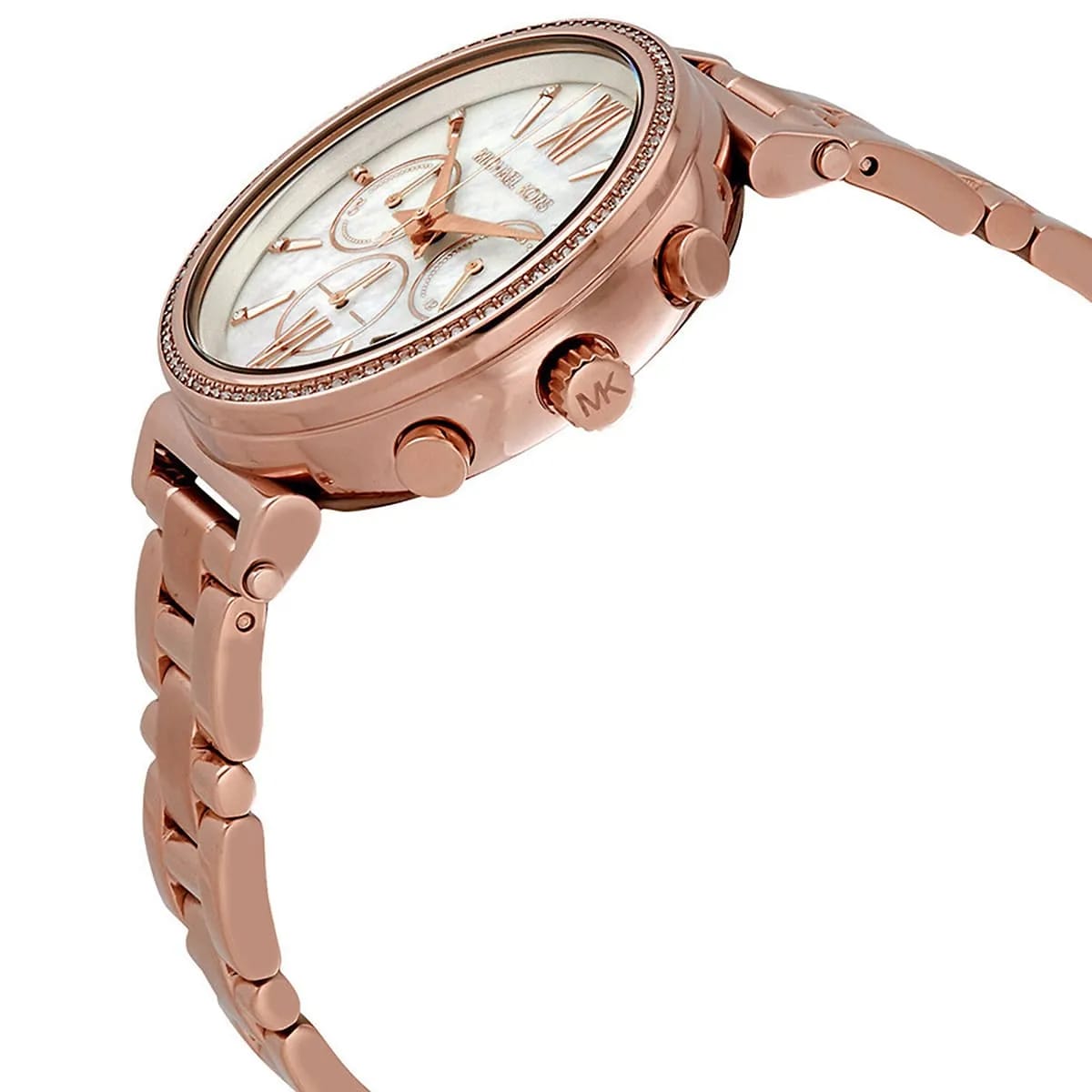 Michael Kors Sofie MK6576 39mm Women's Chronograph Watch – Mother Of Pearl with Rose Gold Stainless Steel Bracelet