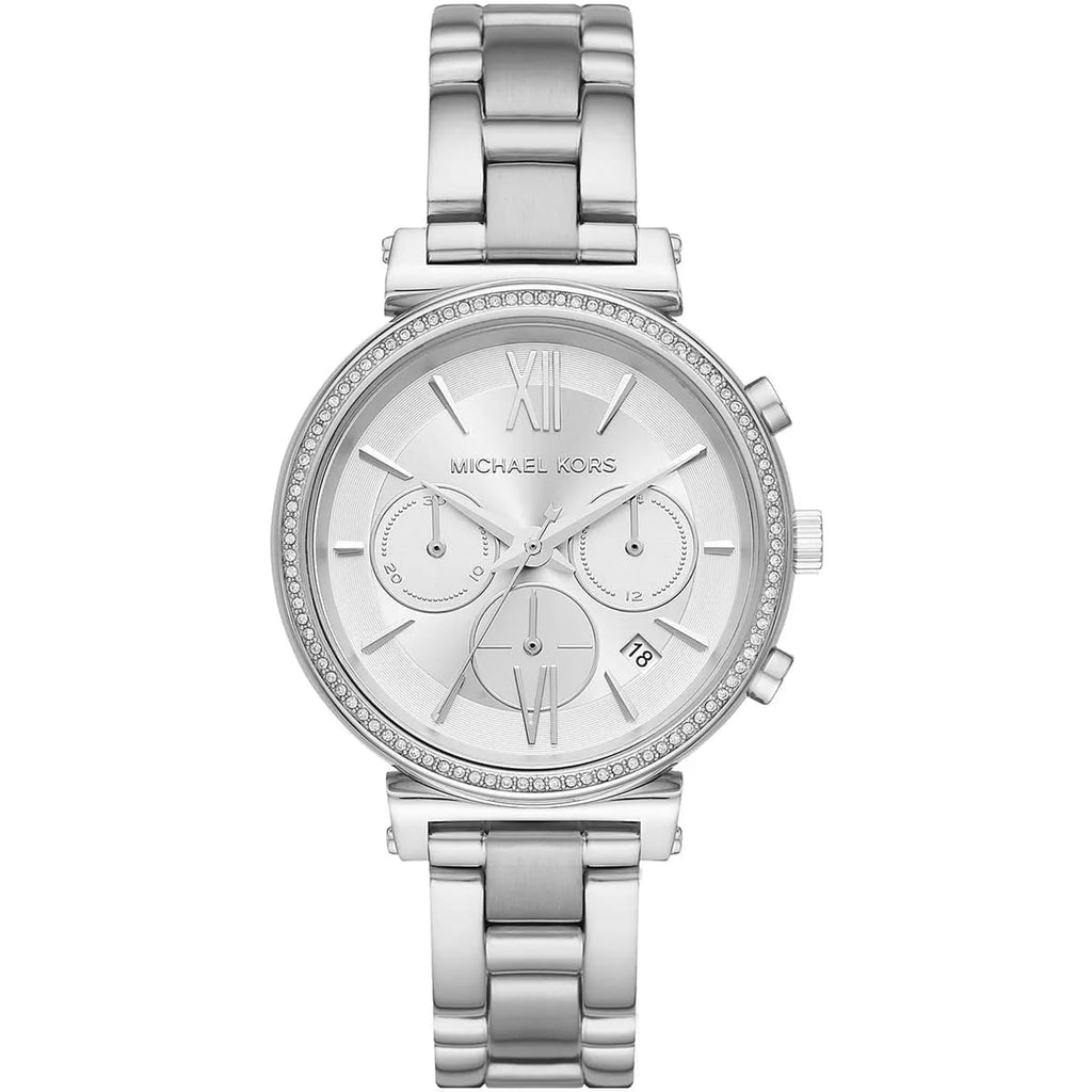 Michael Kors Sofie MK6575 38mm Women's Chronograph Watch – Silver with Silver Stainless Steel Bracelet