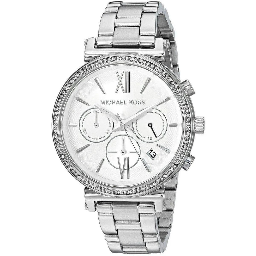 Michael Kors Sofie MK6575 38mm Women's Chronograph Watch – Silver with Silver Stainless Steel Bracelet