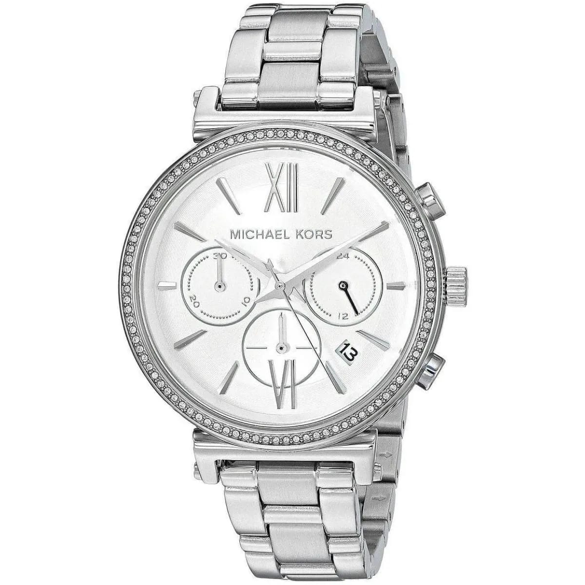Michael Kors Sofie MK6575 38mm Women's Chronograph Watch – Silver with Silver Stainless Steel Bracelet