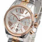 Michael Kors Lexington MK5735 38mm Women's Chronograph Watch – Signature with Silver Stainless Steel Bracelet