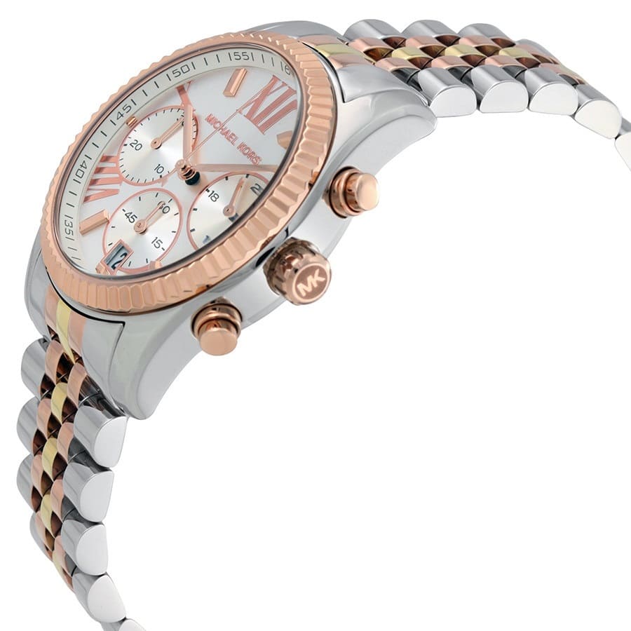 Michael Kors Lexington MK5735 38mm Women's Chronograph Watch – Signature with Silver Stainless Steel Bracelet