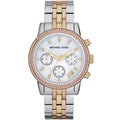 Michael Kors Ritz MK5650 37mm Women's Chronograph Watch – Mother Of Pearl with Two-Tone Stainless Steel Bracelet