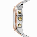Michael Kors Ritz MK5650 37mm Women's Chronograph Watch – Mother Of Pearl with Two-Tone Stainless Steel Bracelet