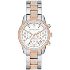 Michael Kors Ritz MK6651 37mm Women's Chronograph Watch – Silver with Two-Tone Stainless Steel Bracelet