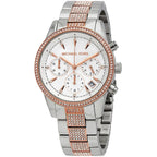 Michael Kors Ritz MK6651 37mm Women's Chronograph Watch – Silver with Two-Tone Stainless Steel Bracelet