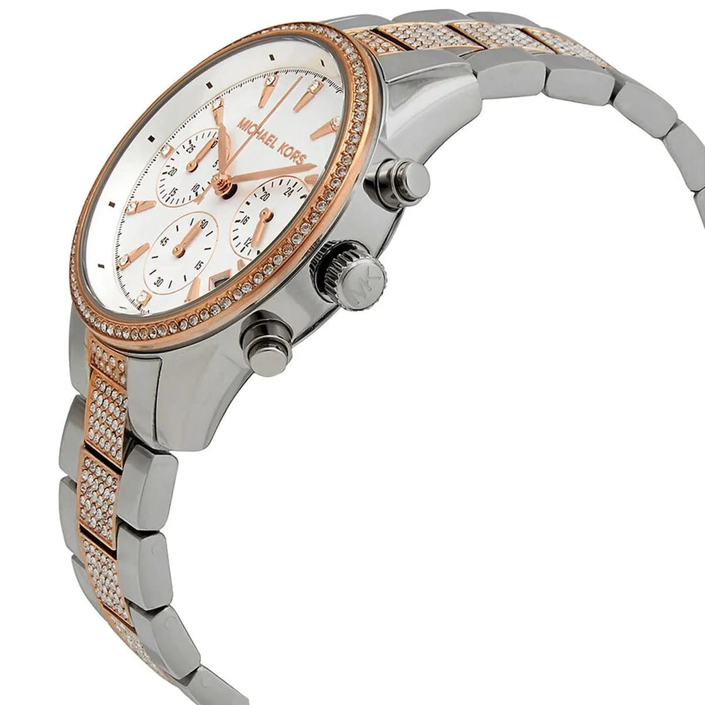 Michael Kors Ritz MK6651 37mm Women's Chronograph Watch – Silver with Two-Tone Stainless Steel Bracelet