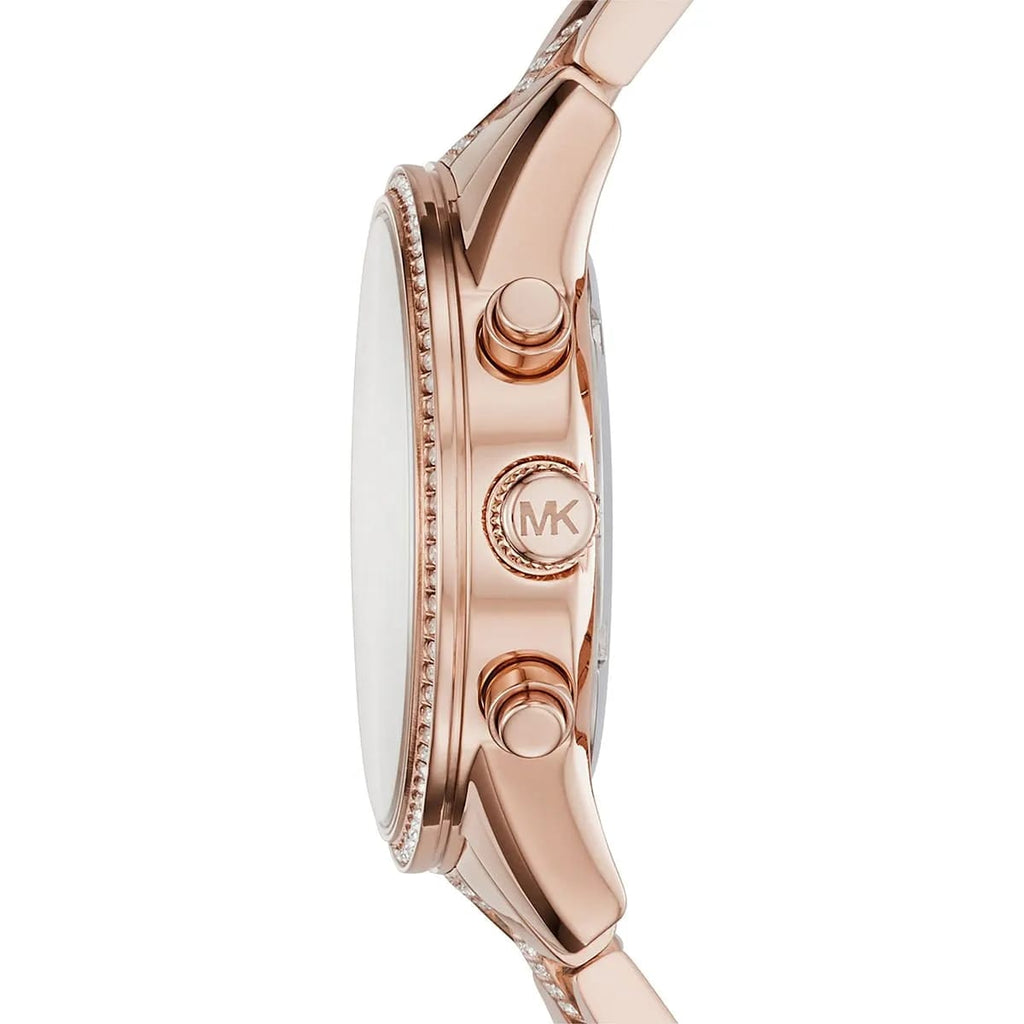 Michael Kors Ritz MK6485 37mm Women's Chronograph Watch – Sunray Rose Gold with Rose Gold Stainless Steel Bracelet
