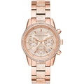 Michael Kors Ritz MK6598 37mm Women's Chronograph Watch – Sunray Rose Gold with Rose Gold Stainless Steel Bracelet