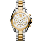 Michael Kors Bradshaw MK5974 43mm Women's Chronograph Watch – White with Two-Tone Stainless Steel Bracelet