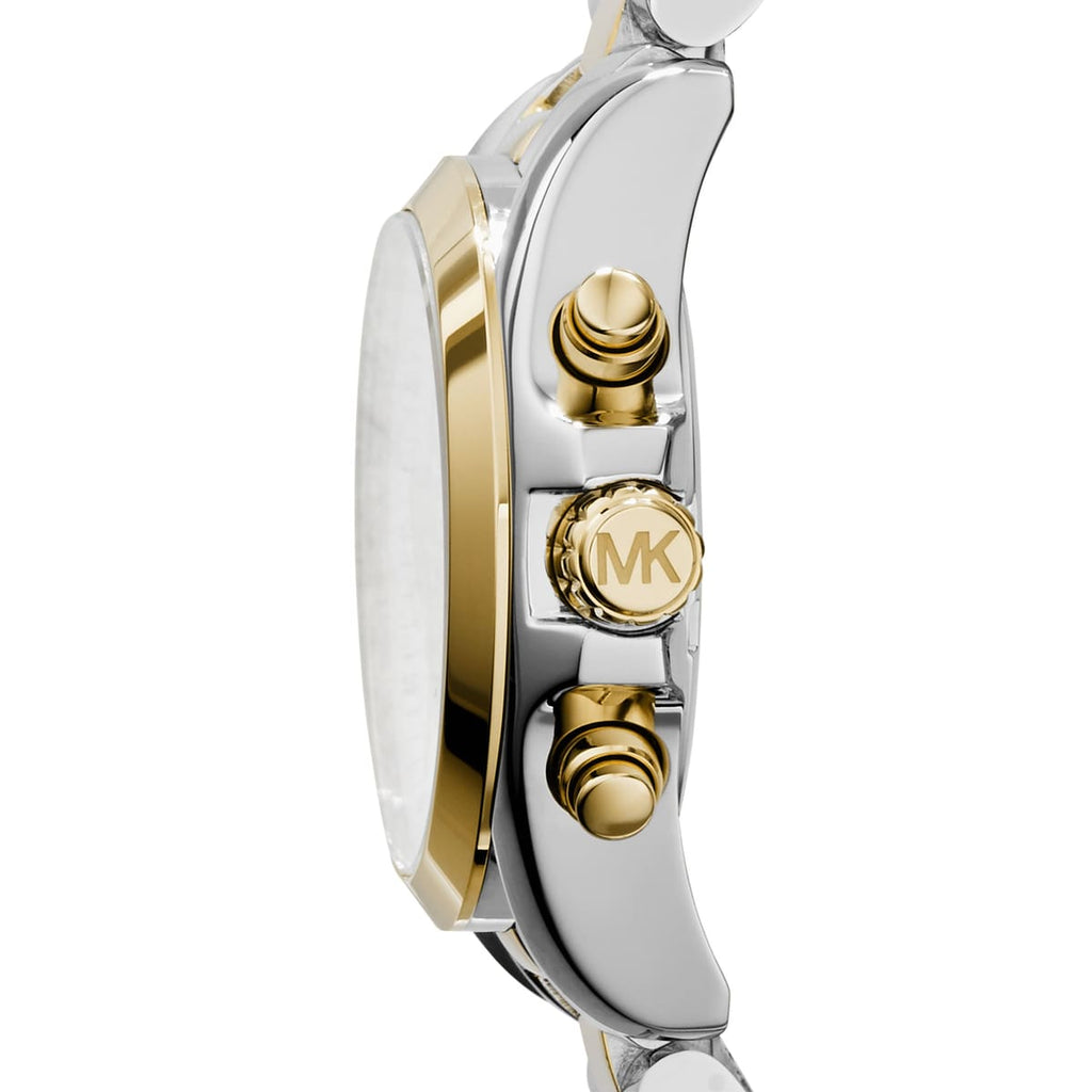 Michael Kors Bradshaw MK5974 43mm Women's Chronograph Watch – White with Two-Tone Stainless Steel Bracelet