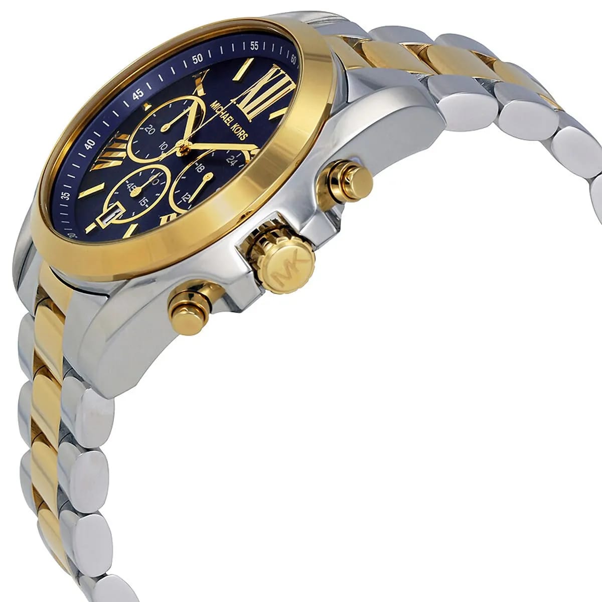 Michael Kors Bradshaw MK5976 43mm Women's Chronograph Watch – Navy Blue with Two-Tone Stainless Steel Bracelet