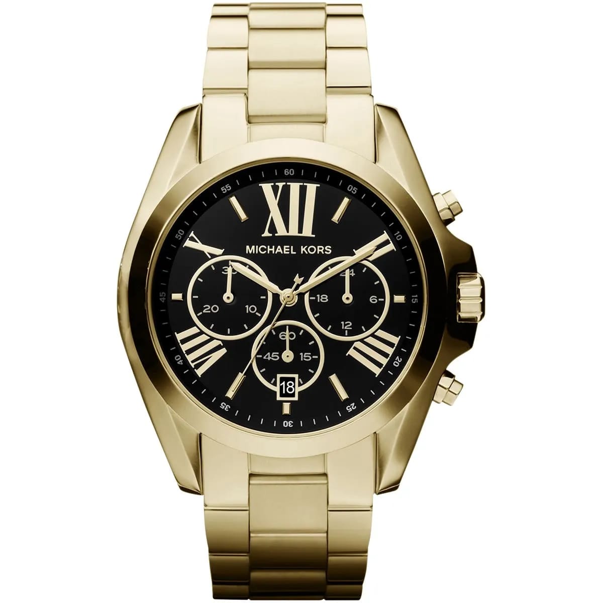 Michael Kors Bradshaw MK5739 43mm Women's Chronograph Watch – Black with Gold Stainless Steel Bracelet