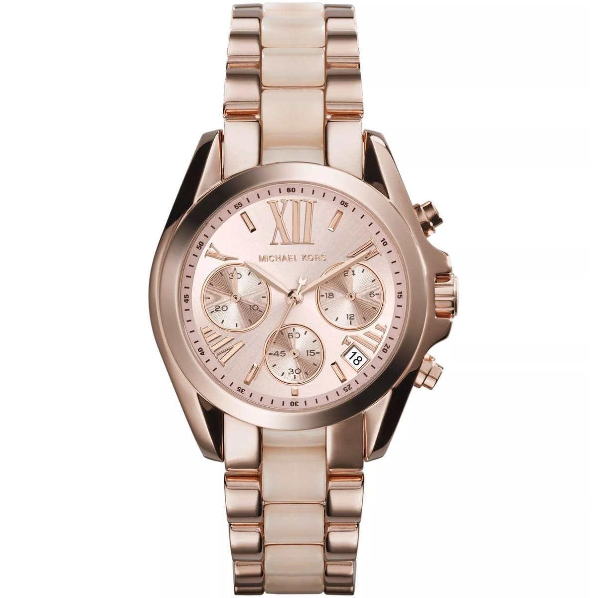 Michael Kors Bradshaw MK6066 43mm Women's Chronograph Watch – Rose Gold with Rose Gold Stainless Steel Bracelet