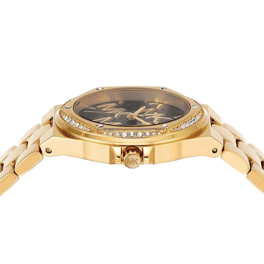 Michael Kors Signature MK7404 38mm Women's Quartz Watch – Black with Gold Stainless Steel Bracelet