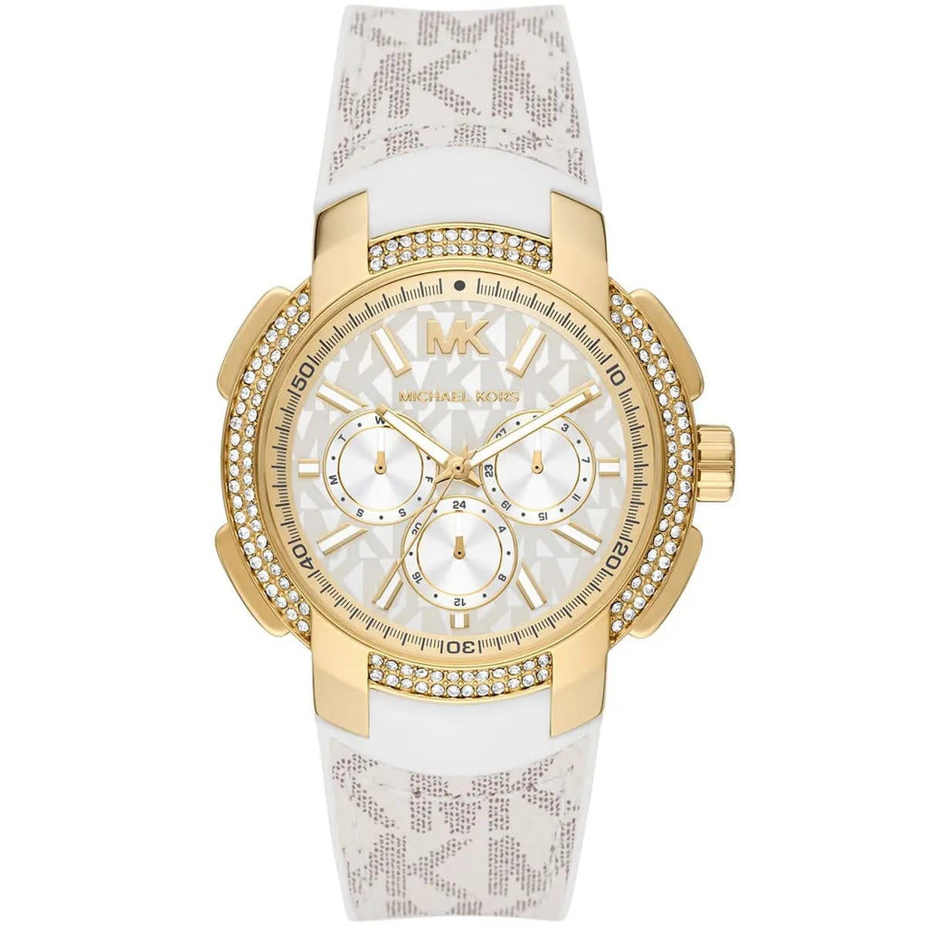 Michael Kors Sidney MK7221 38mm Women's Quartz Watch – White with White Stainless Steel Bracelet