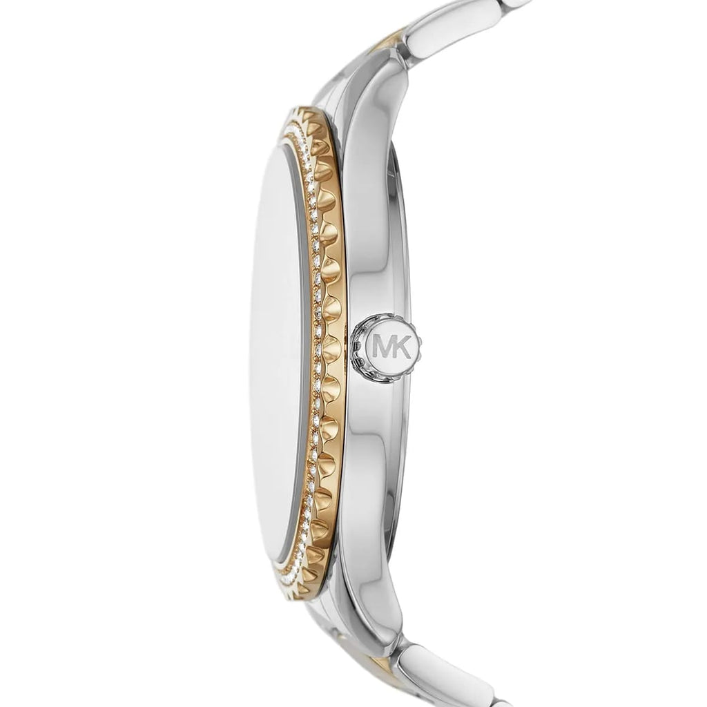 Michael Kors Layton MK6899 38mm Women's Quartz Watch – Sunray Silver with Two-Tone Stainless Steel Bracelet