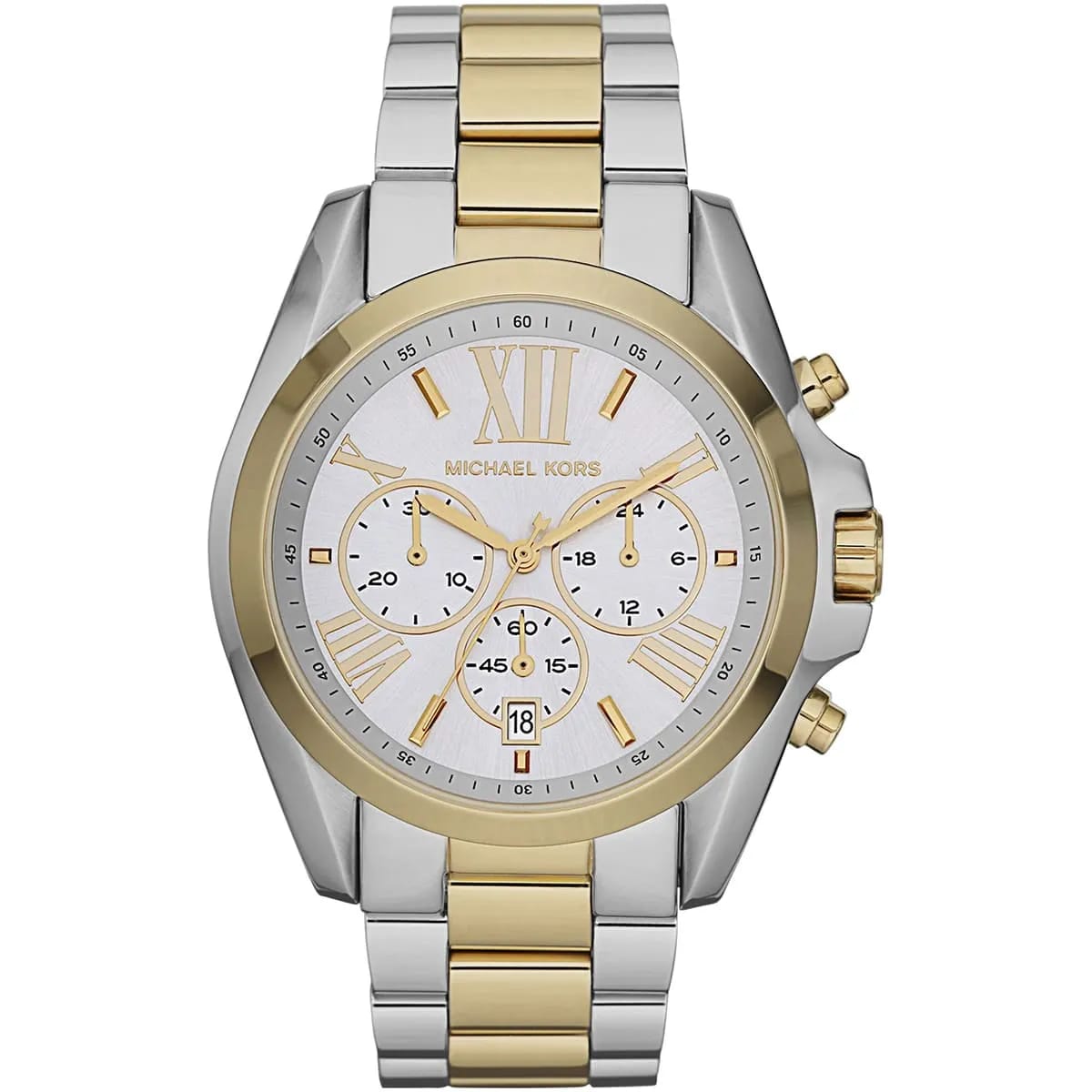 Michael Kors Bradshaw MK5627 43mm Women's Quartz Watch – White with Two-Tone Stainless Steel Bracelet