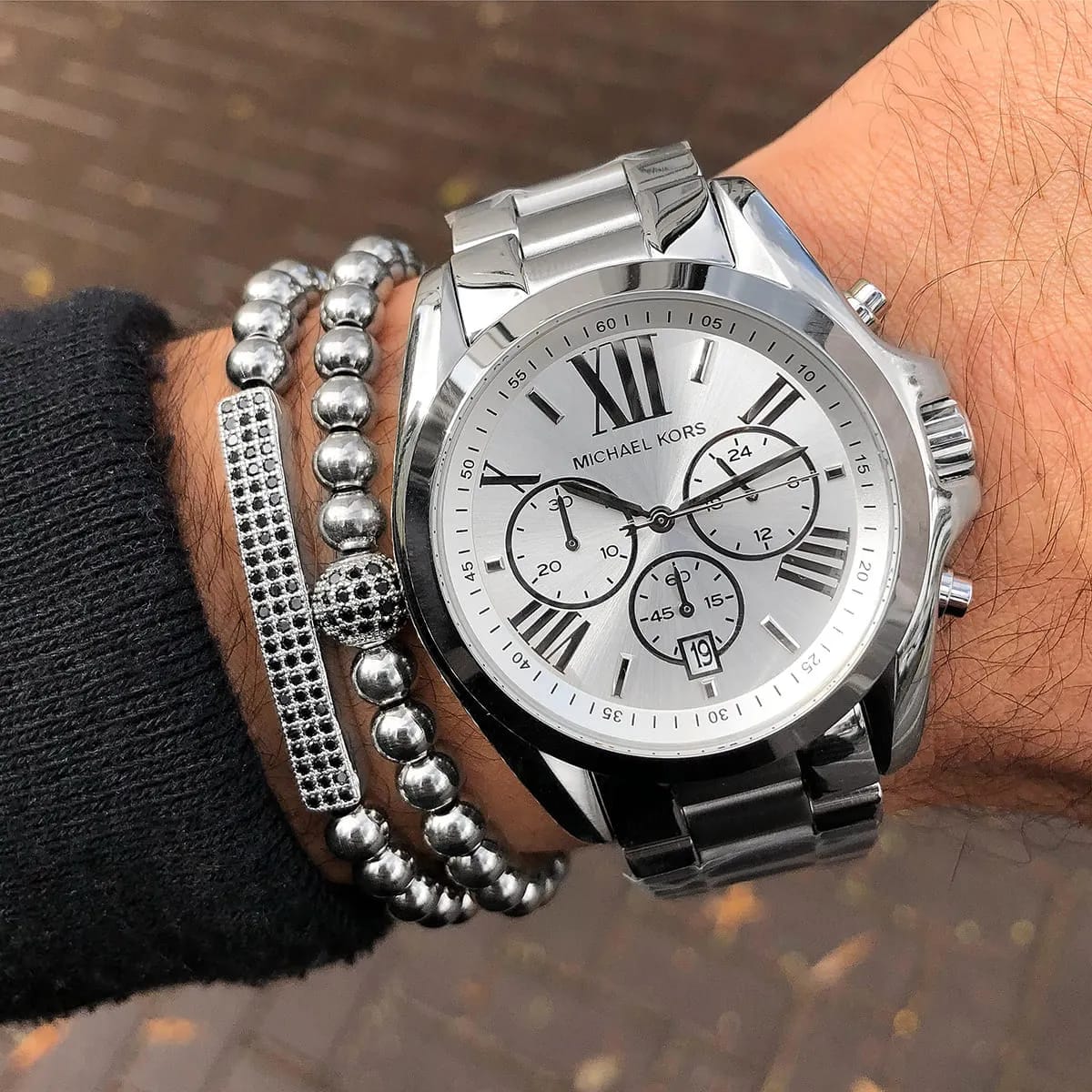 Michael Kors Bradshaw MK5535 43mm Women's Quartz Watch – Silver with Silver Stainless Steel Bracelet