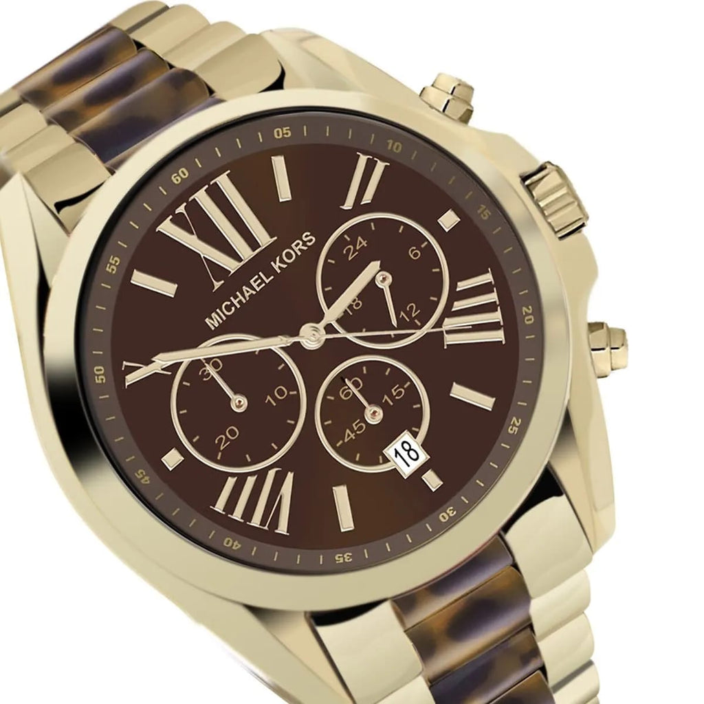 Michael Kors Bradshaw MK5696 43mm Women's Quartz Watch – Brown with Gold Stainless Steel Bracelet