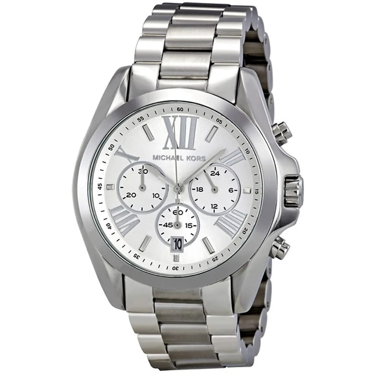 Michael Kors Bradshaw MK5535 43mm Women's Quartz Watch – Silver with Silver Stainless Steel Bracelet