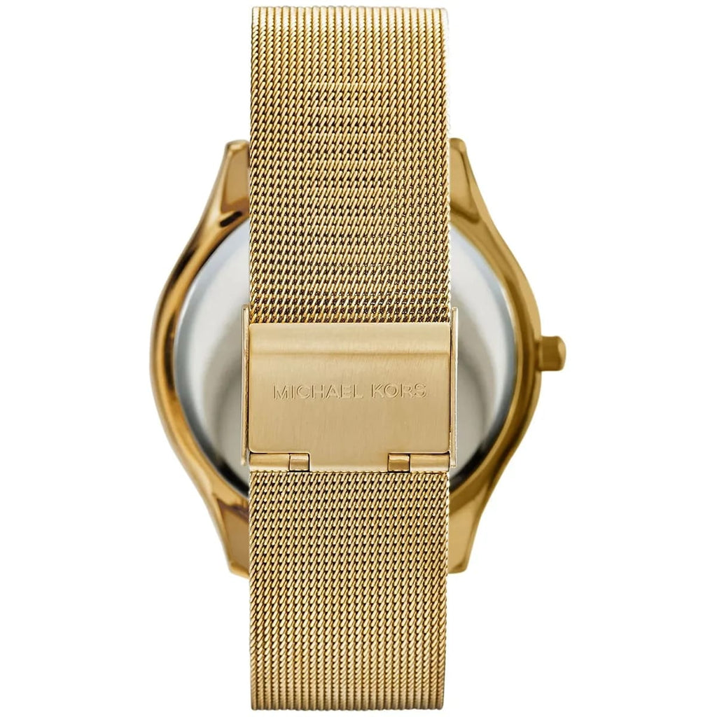 Michael Kors Runway MK3282 42mm Women's Quartz Watch – Sunray Gold with Gold Stainless Steel Mesh Bracelet