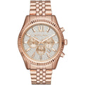 Michael Kors Lexington MK8580 45mm Men's Chronograph Watch – Rose Gold Crystal-Set & Rose Gold-Tone Stainless Steel Bracelet