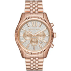 Michael Kors Lexington MK8580 45mm Men's Chronograph Watch – Rose Gold Crystal-Set & Rose Gold-Tone Stainless Steel Bracelet