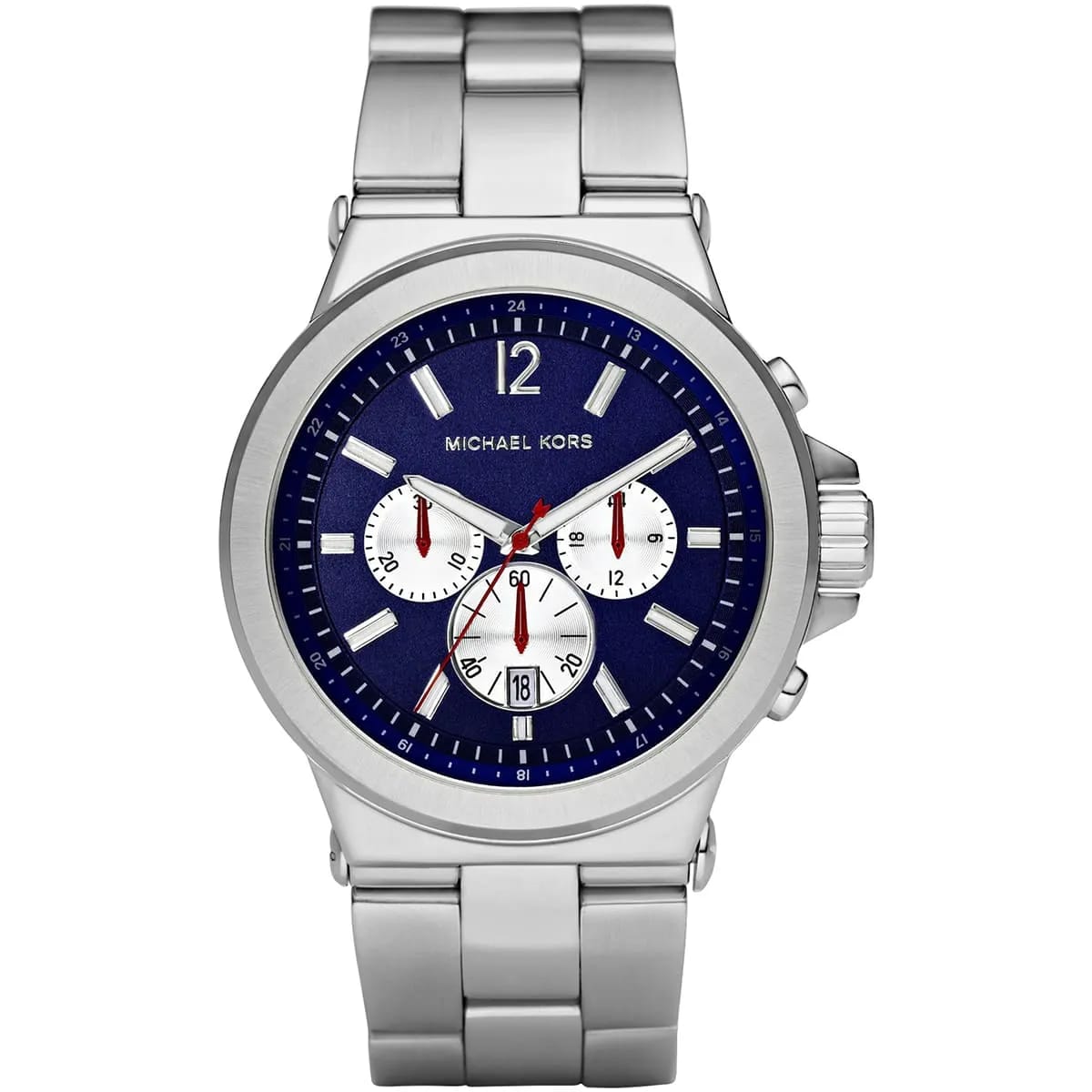 Michael Kors Dylan MK8171 45mm Men's Chronograph Watch – Blue & Silver-Tone Stainless Steel Bracelet