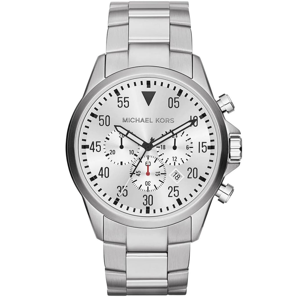 Michael Kors Gage MK8331 45mm Men's Chronograph Watch – Silver & Silver-Tone Stainless Steel Bracelet