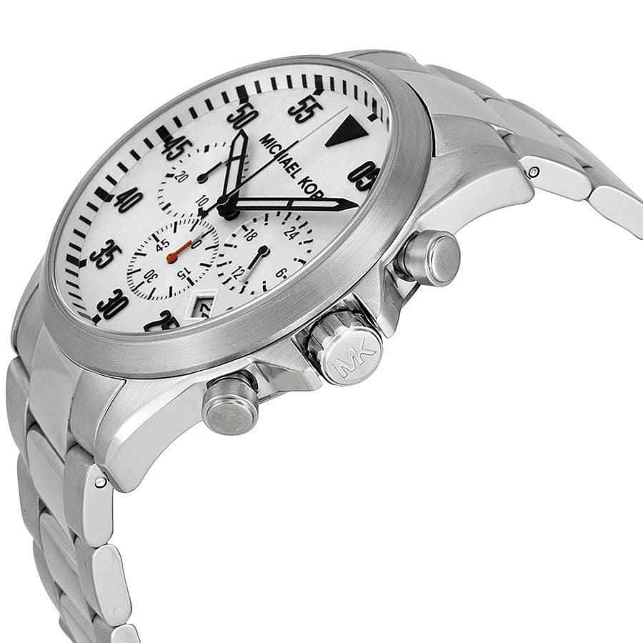 Michael Kors Gage MK8331 45mm Men's Chronograph Watch – Silver & Silver-Tone Stainless Steel Bracelet