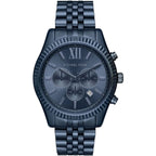 Michael Kors Lexington MK8480 45mm Men's Chronograph Watch – Blue & Silver-Tone Stainless Steel Bracelet