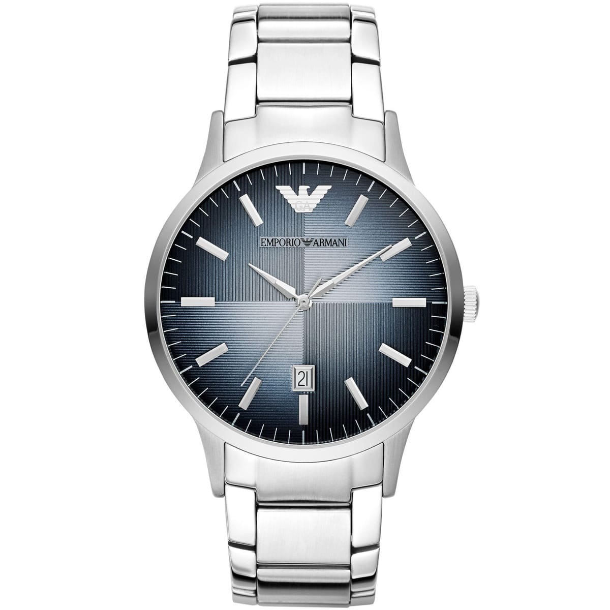 Emporio Armani Renato AR2472 43mm Men's Quartz Watch – Blue Textured & Blue Stainless Steel Bracelet