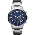 Emporio Armani Renato AR2448 43mm Men's Chronograph Watch – Blue & Blue Stainless Steel Bracelet