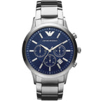 Emporio Armani Renato AR2448 43mm Men's Chronograph Watch – Blue & Blue Stainless Steel Bracelet