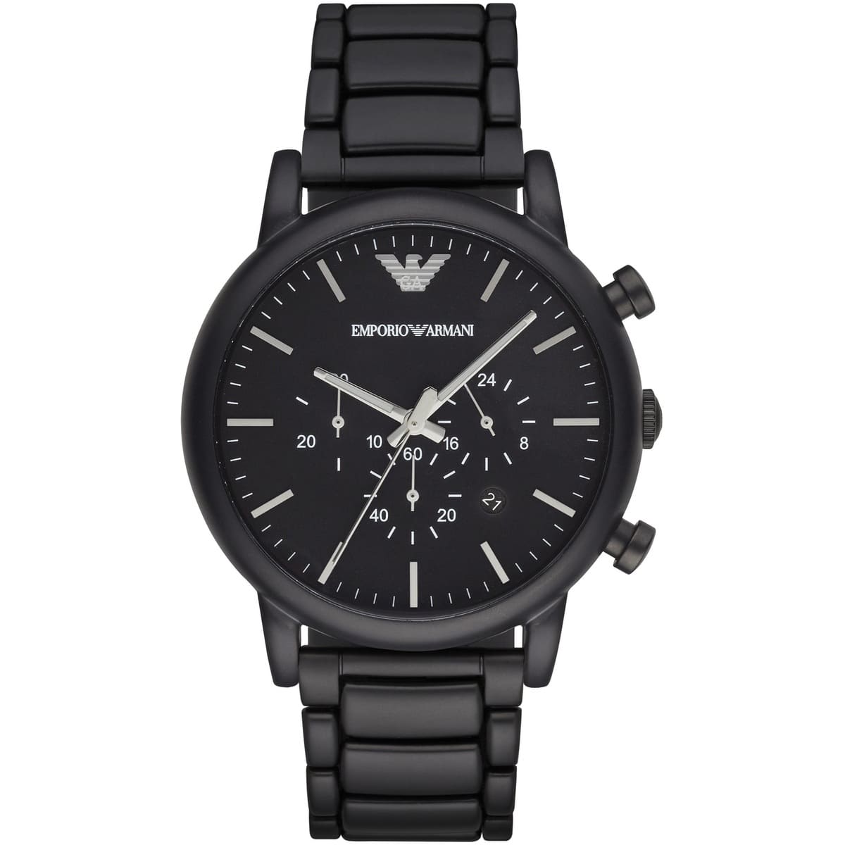 Emporio Armani Luigi AR1895 43mm Men's Chronograph Watch – Black & Black Stainless Steel Bracelet
