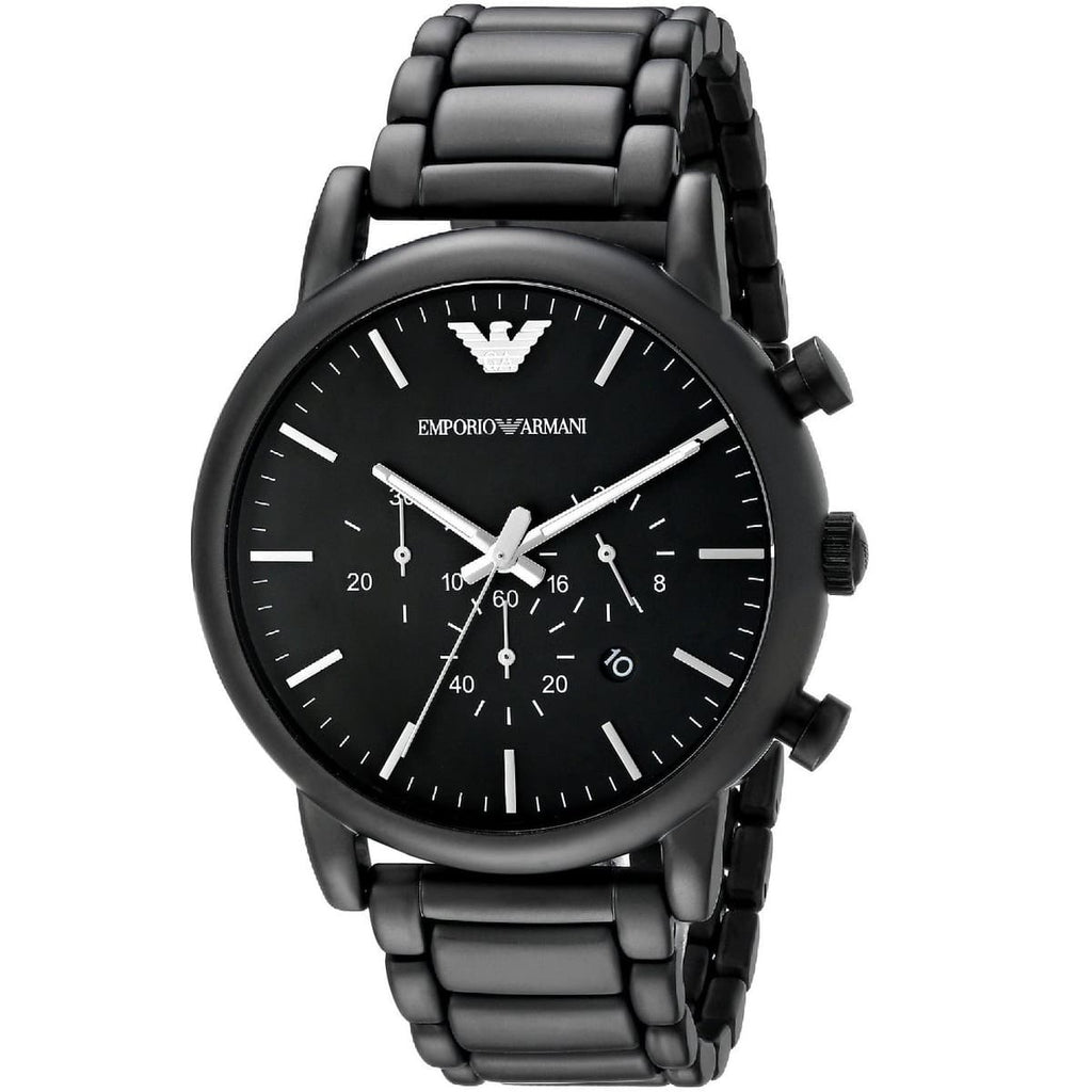 Emporio Armani Luigi AR1895 43mm Men's Chronograph Watch – Black & Black Stainless Steel Bracelet